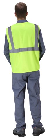 Neon Sarı Mühendis Yeleği / Fermuarlı İkaz Yeleği