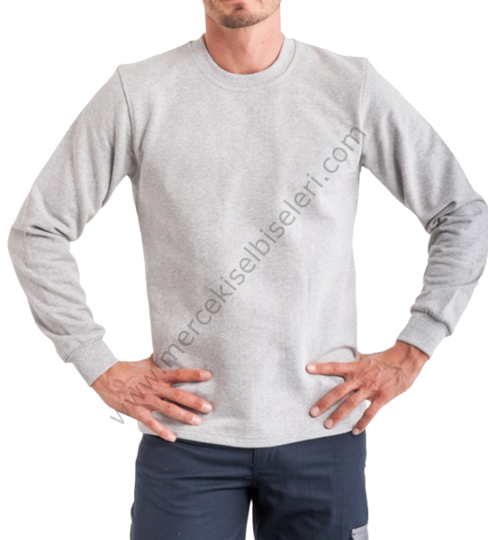 gri bisiklet yaka sweatshirt